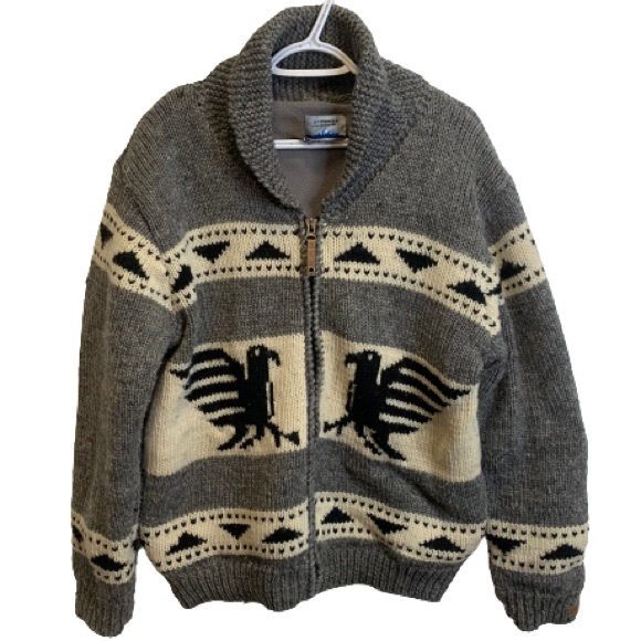 Ark Sweaters - Ark Imports Made In Nepal Wool Zip Up Lined Cowichan Sweater